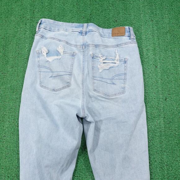 American Eagle Jeans Womens 8 Light Wash Curvy Hi Rise Jegging Ripped Stretch - Picture 6 of 11